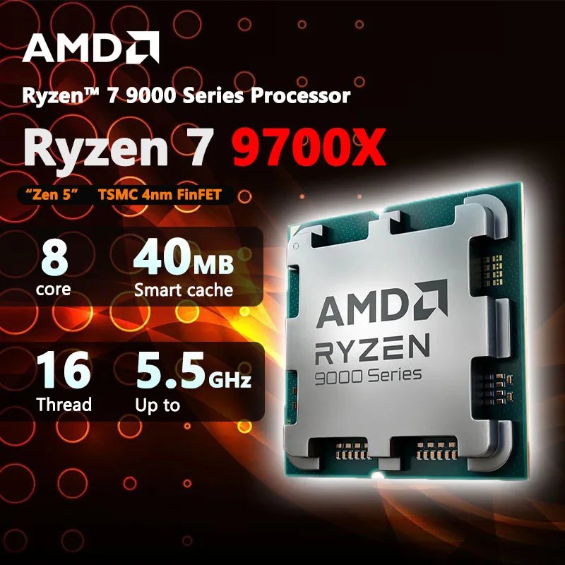 AMD New Ryzen 7 9700X Processor 5.5GHz 8-Core 16-Thread 40MB Game